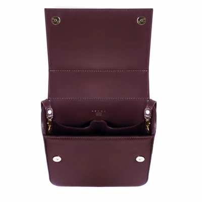 Shop Aevha London Helve Crossbody In Mulberry With Wooden Handle