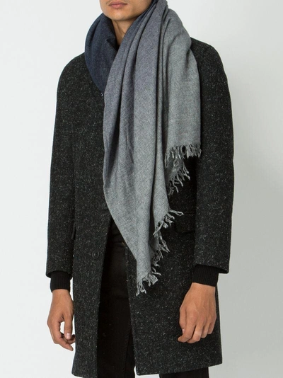 Shop Faliero Sarti Wide Distressed Finish Scarf - Grey