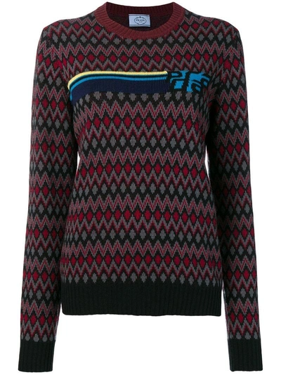 Shop Prada Knitted Sweater - Black
