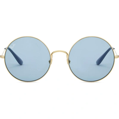 Shop Ray Ban Rb3592 Ja-jo Round-frame Sunglasses In Gold