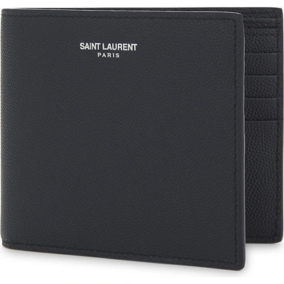 Shop Saint Laurent Leather Billfold Wallet In Navy
