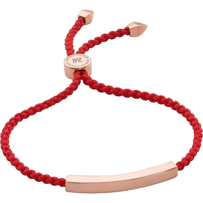 Shop Monica Vinader Linear 18ct Rose Gold-plated Friendship Bracelet In Gold / Red
