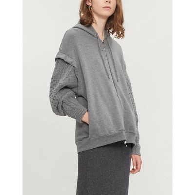 Shop Stella Mccartney Knitted-sleeve Cotton In Grey Melange
