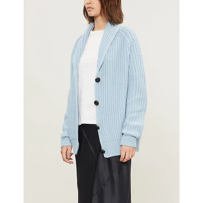 Shop Stella Mccartney Oversized Cashmere And Wool-blend Cardigan In Blue