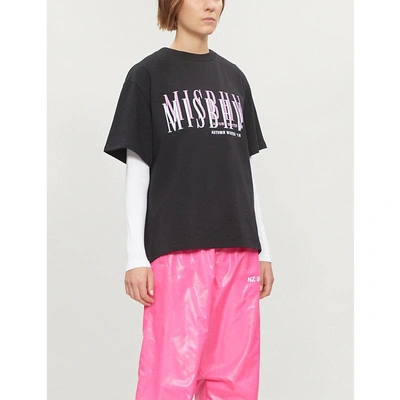 Shop Misbhv Logo-embroidered Cotton-jersey T-shirt In Black