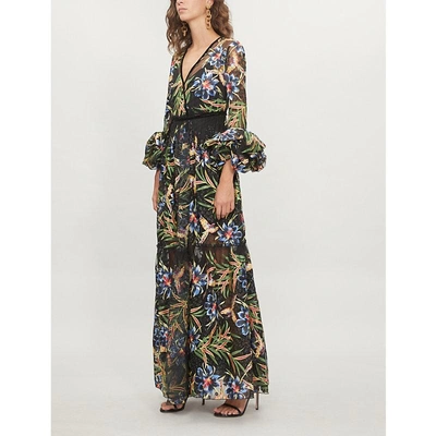 Shop Diane Von Furstenberg Floral-embroidered Tulle Maxi Dress In Quincy Pearson