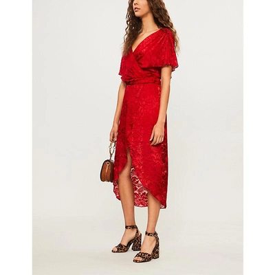 Shop Alice And Olivia Darva Burnout Chiffon Wrap Dress In Barq Flrl