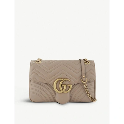 Shop Gucci Gg Marmont Medium Leather Shoulder Bag In Porcelain Rose