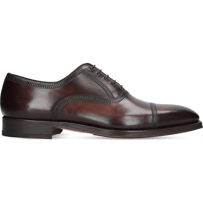 Shop Magnanni Domino Leather Oxford Shoes In Tan