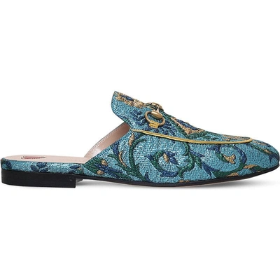 Shop Gucci Princetown Chinoiserie Jacquard Slippers In Nero
