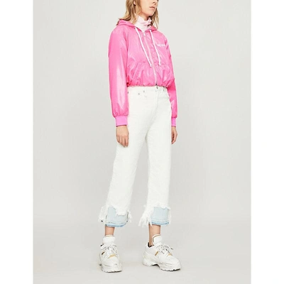 Shop Natasha Zinko Logo-print Hooded Shell Jacket In Pink