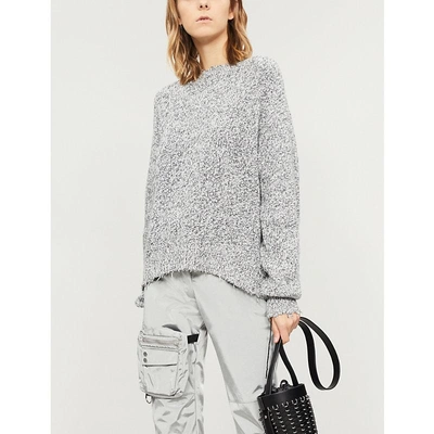 Shop Helmut Lang Distressed Knitted Jumper In Blk/wht