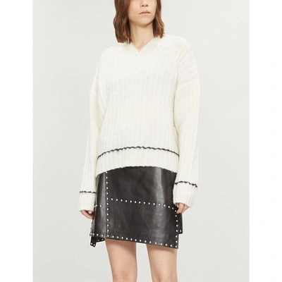 Shop Helmut Lang V-neck Wool And Alpaca-blend Jumper In Angora