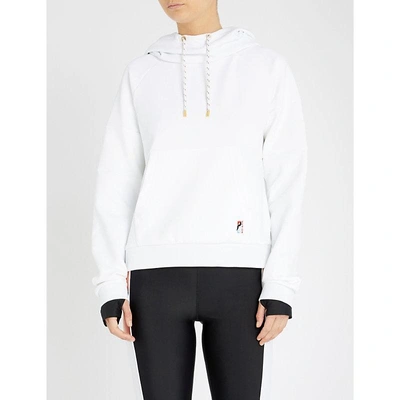 Shop P.e Nation The Defender Ace Stretch-jersey Hoody In White