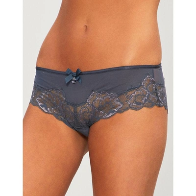 Shop Chantelle Orangerie Mesh And Lace Hipster Briefs In Misty Grey