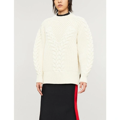 Shop Alexander Mcqueen Aran-knit Wool Jumper In Ivory