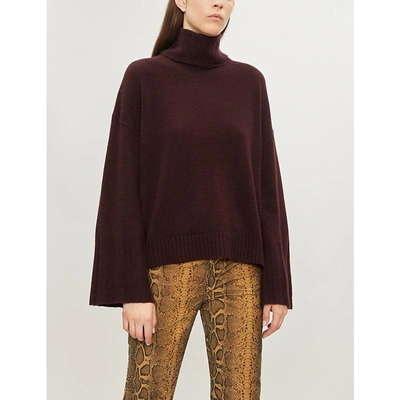 Shop Nili Lotan Rowan Turtleneck Cashmere Jumper In Fig