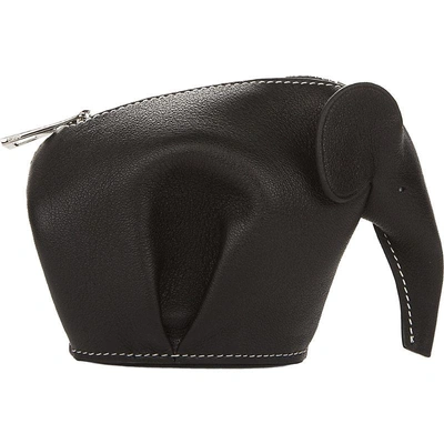 Shop Loewe Elephant Leather Coin Purse In Nero