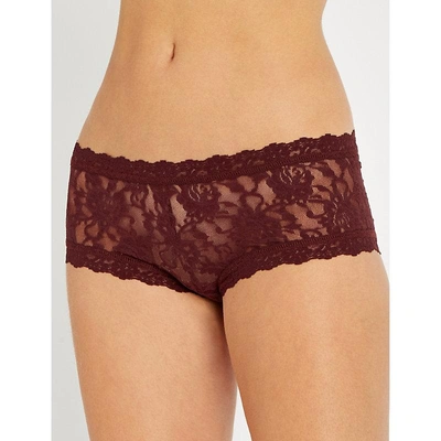 Shop Hanky Panky Signature Stretch-lace Boyshort Briefs In Hickory