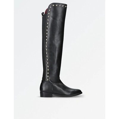 Shop Kg Kurt Geiger Ladies Black Elegant Volt Leather Stud Knee High Boots In Nero
