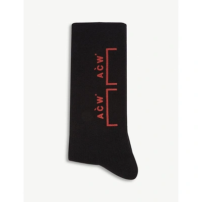 Shop A-cold-wall* Ribbed Cotton Ankle Socks In Black