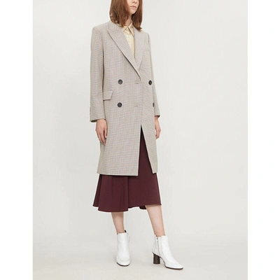 Shop Theory Genesis Checked Cotton And Wool-blend Coat In Multi