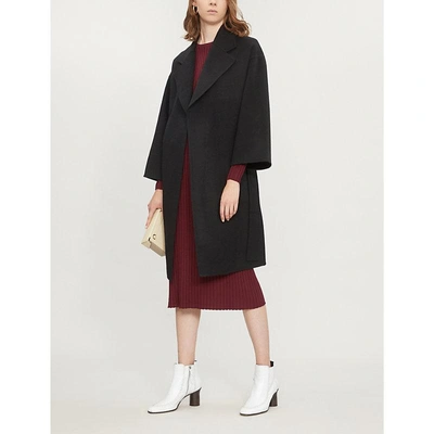 Shop Theory Belted Double-faced Wool And Cashmere-blend Coat In Black