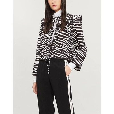 Ganni Faulkner Zebra print Quilted Cotton Jacket In Black ModeSens
