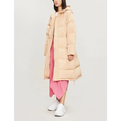 Shop Ganni Whitman Shell-down Coat In Hazelnut