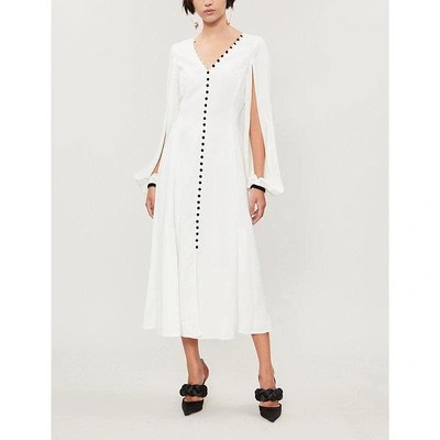 Shop Adeam Button-front Crepe Dress In White