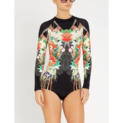 Shop Camilla King Of Queens Long-sleeved Swimsuit In Queen Of Kings
