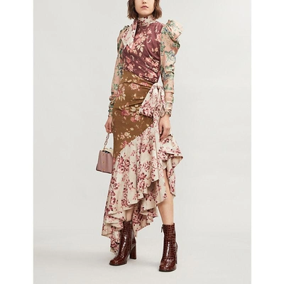 Shop Zimmermann Tempest Floral-print Silk-twill Dress In Spliced