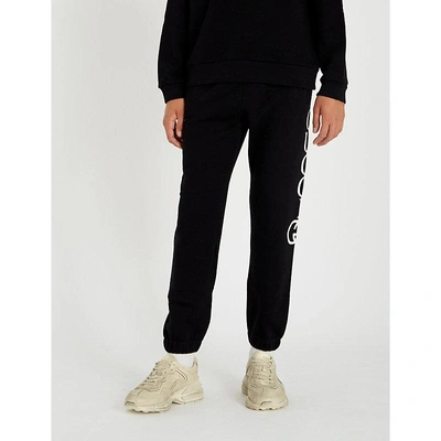 Shop Gucci Logo-print Tapered Cotton-jersey Jogging Bottoms In Black White