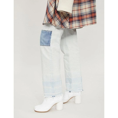 Shop Ambush Nobo High-rise Patchwork Straight-leg Jeans In Light Blu