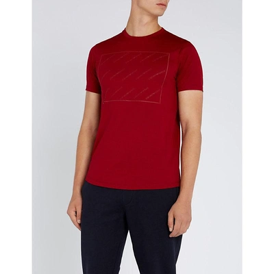 Shop Emporio Armani Logo-print Cotton-jersey T-shirt In Red
