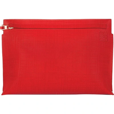 Shop Loewe Large Textured Leather Pouch In Primary Red
