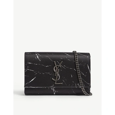 Shop Saint Laurent Monogram Kate Satin Cross-body Bag In Black