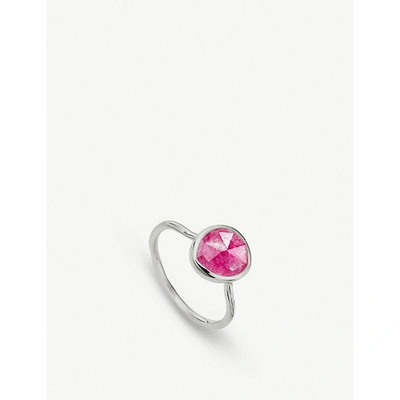 Shop Monica Vinader Siren Quartz-gemstone Silver Ring In Pink