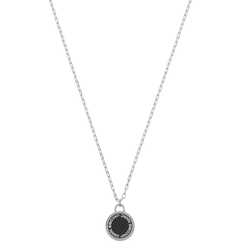 Marc Jacobs Enamel Logo Disc Necklace In Black/argento | ModeSens