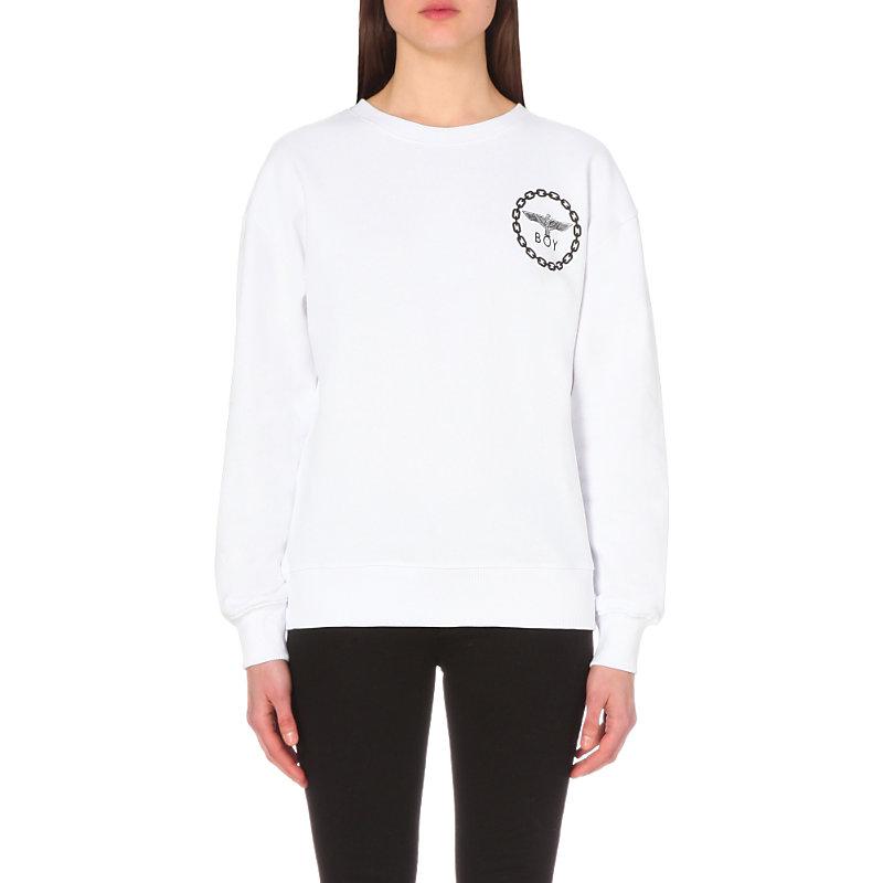 Boy London Eagle-print Cotton-jersey Sweatshirt In White | ModeSens