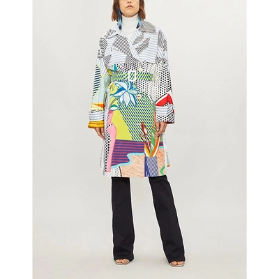 Shop Mary Katrantzou Pop Art-print Cotton-blend Trench Coat