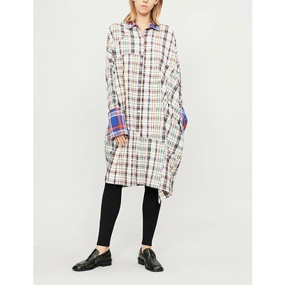 Shop Loewe Contrast Checked Oversized Cotton Shirt In Multicolor