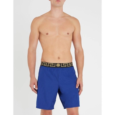 Shop Versace Iconic Swim Shorts In Blue
