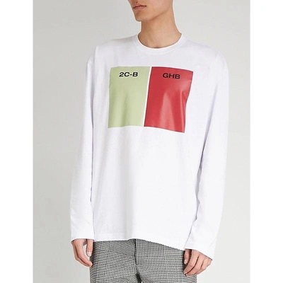 Shop Raf Simons Printed Cotton-jersey Top In White