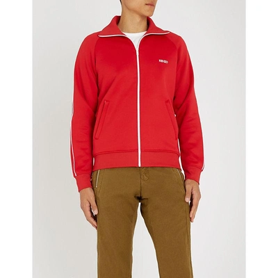Shop Kenzo Logo-print Jersey Jacket In Medium Red