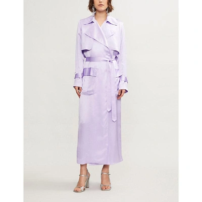 Shop Michael Lo Sordo Belted Silk-satin Trench Coat In Lavender