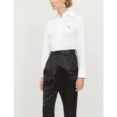 Shop Vivienne Westwood 钢琴家 标志-绣花 棉 衬衫 In White