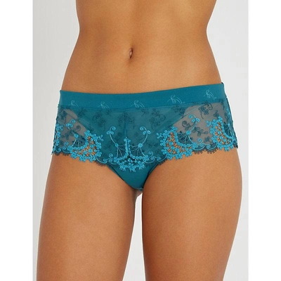 Shop Simone Perele Wish Mesh And Lace Shorty Briefs In Acapulco