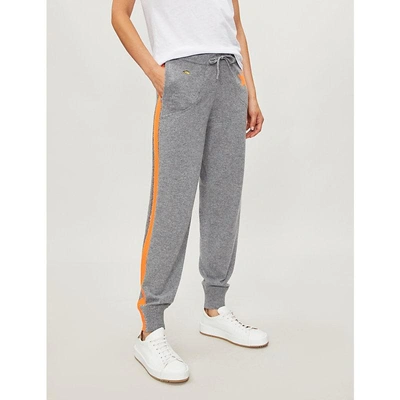 Shop Bella Freud Billie Cashmere Jogging Bottoms In Grey Marl Fluro Orange