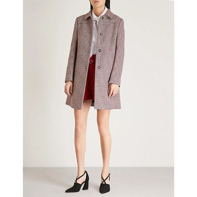 Shop Red Valentino Houndstooth Wool-blend Coat In Red